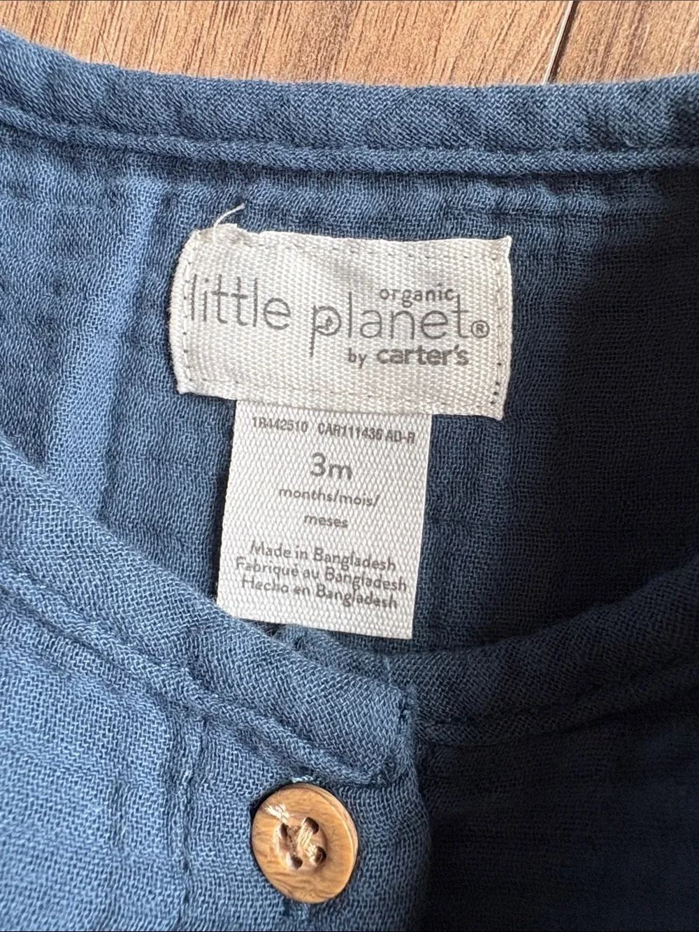 Little Planet Organic Cotton Baby Romper in Deep Slate Blue